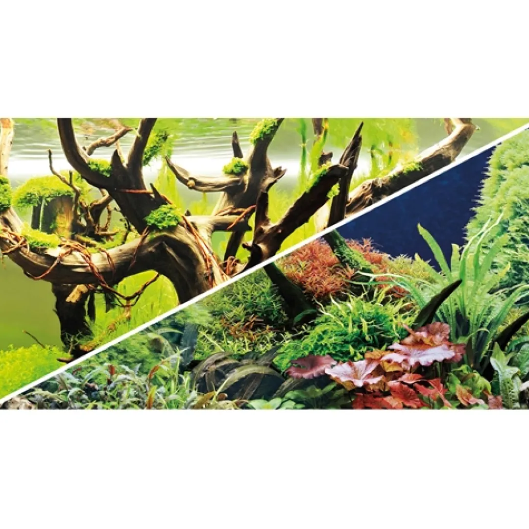 Outlet Akvariebaggrund Wood Island / Green secret (50 cm høj) 120 cm Akvariebaggrunde