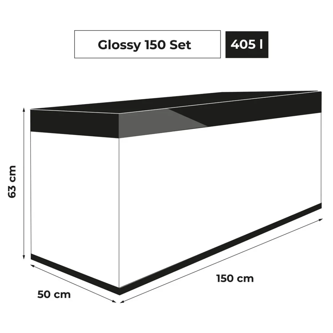 Best Akvarium Glossy 150 Sort 472 Liter Akvarieborde Og Akvariereoler|Akvarier