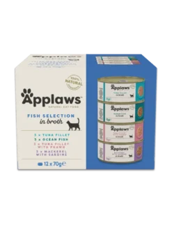 Clearance Applaws Kattevådmad Fiskekasse sovs 12 x 70 g Kattefoder & Snacks