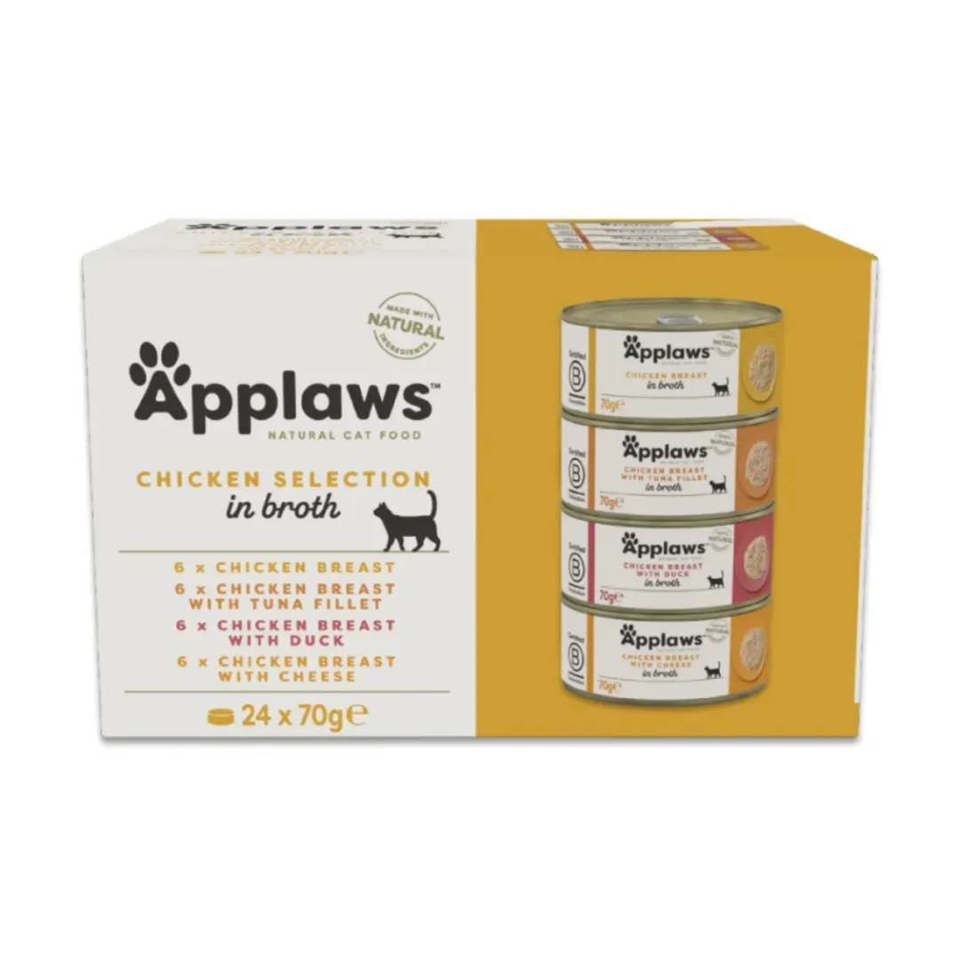 Discount Applaws kattevådmad Kylling Bouillon Multipack 24x70 g Kattefoder & Snacks
