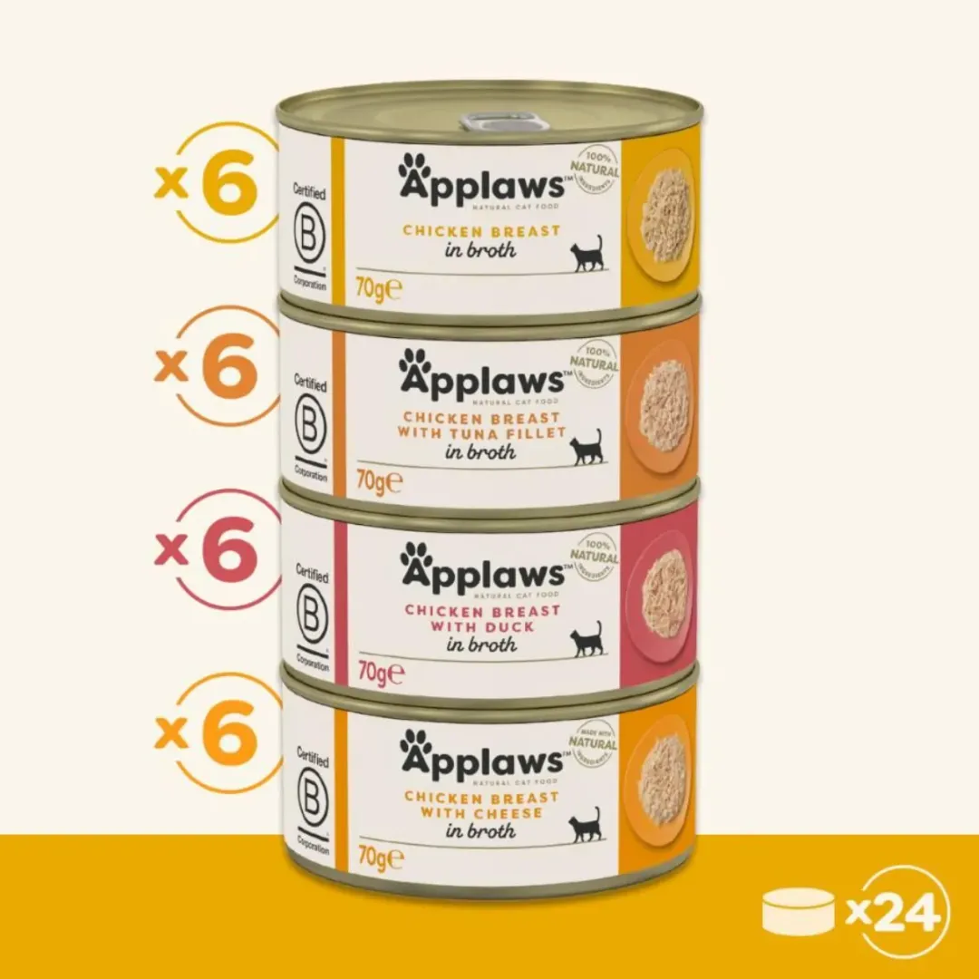 Discount Applaws kattevådmad Kylling Bouillon Multipack 24x70 g Kattefoder & Snacks