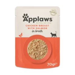 Hot Applaws Kattevådmad kylling og laks i bouillon 70 g pose Kattefoder & Snacks