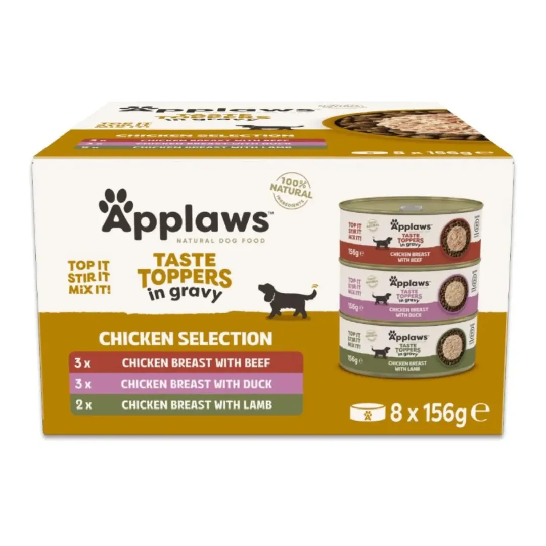 Hot Applaws multipack kylling i sovs 8x156 gram Hundefoder