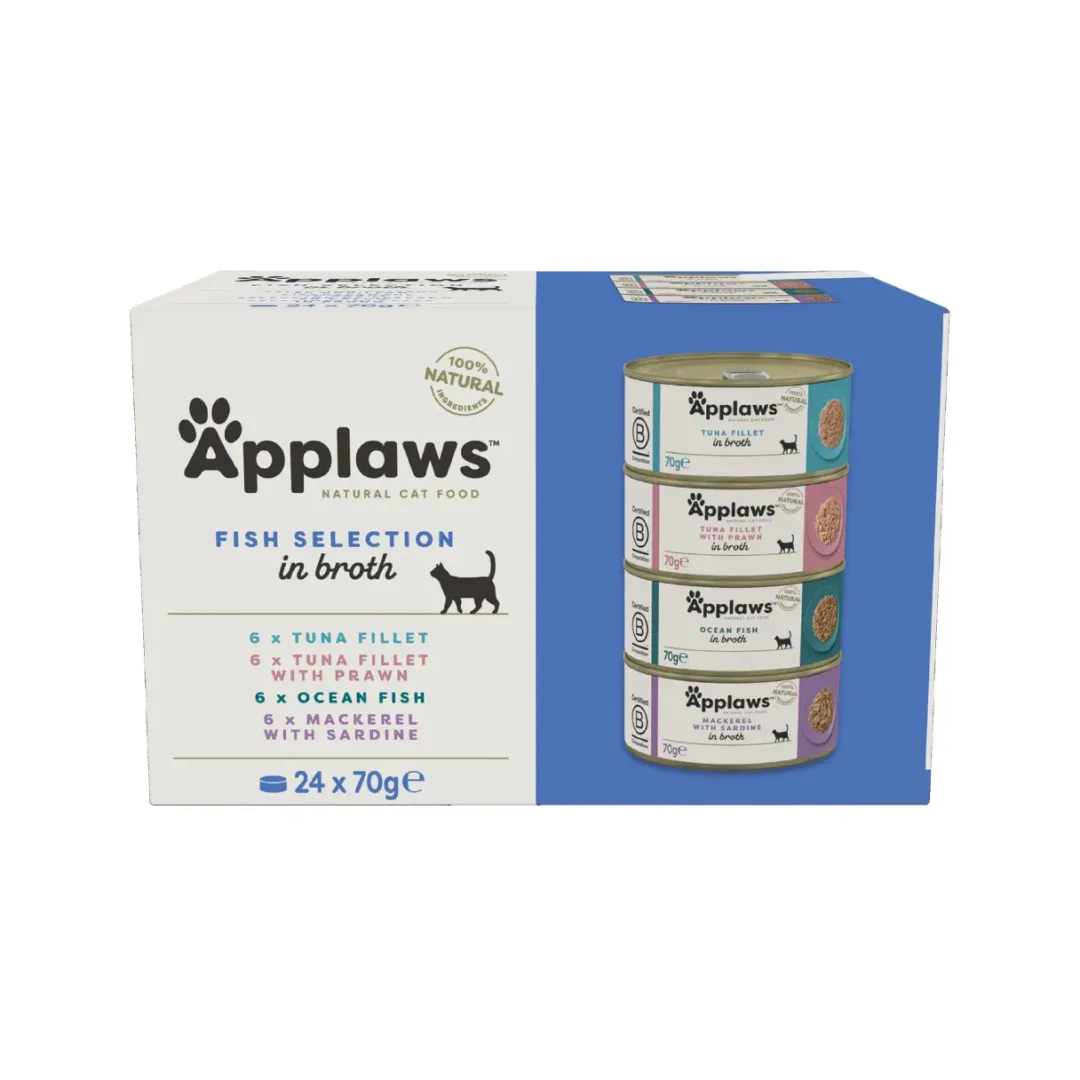 Online Applaws multipack med fisk i bouillon til kat 24 x 70 g Kattefoder & Snacks