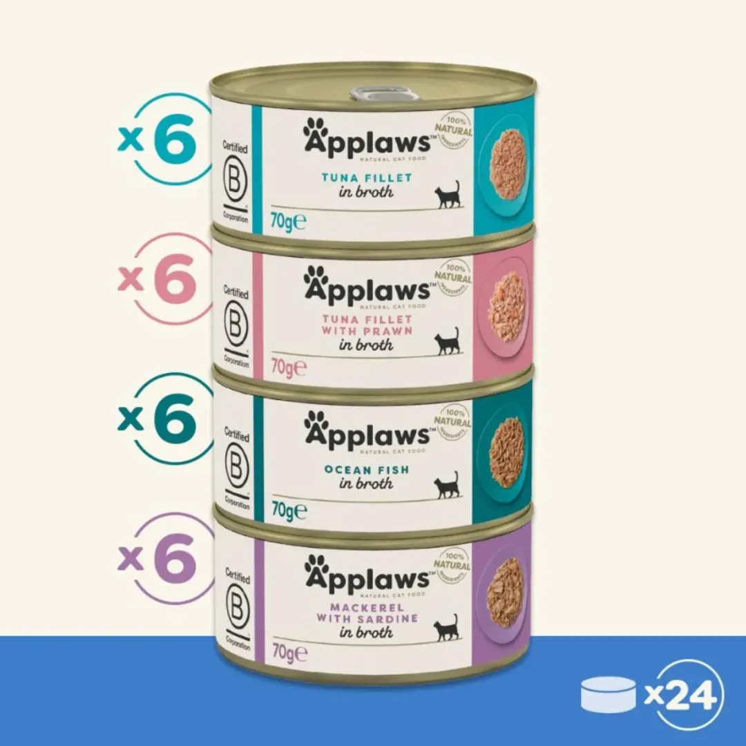 Online Applaws multipack med fisk i bouillon til kat 24 x 70 g Kattefoder & Snacks