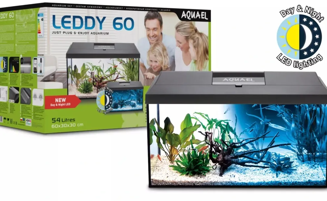 Sale Leddy Startersæt Day & Night Plus 54 Liter Sort Lampe Akvarier