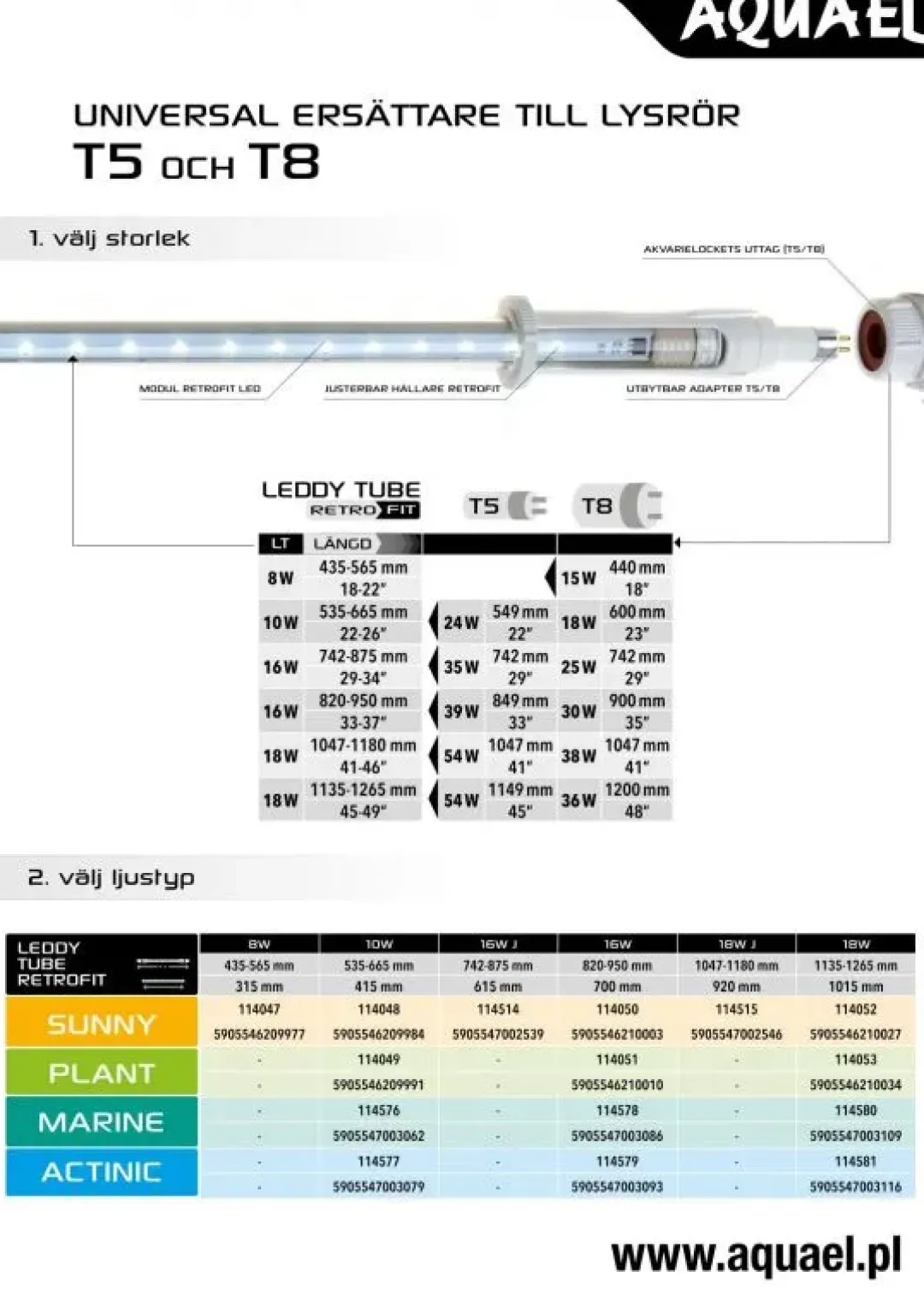 Sale Leddy Tube RetroFit ACTINIC 18 W 115-120 cm Akvarielamper