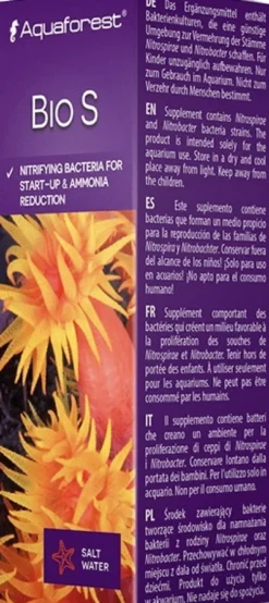 Bio S (Bakteriopstart) 10 ml Vandbehandlingsprodukter Til Saltvandsakvarier