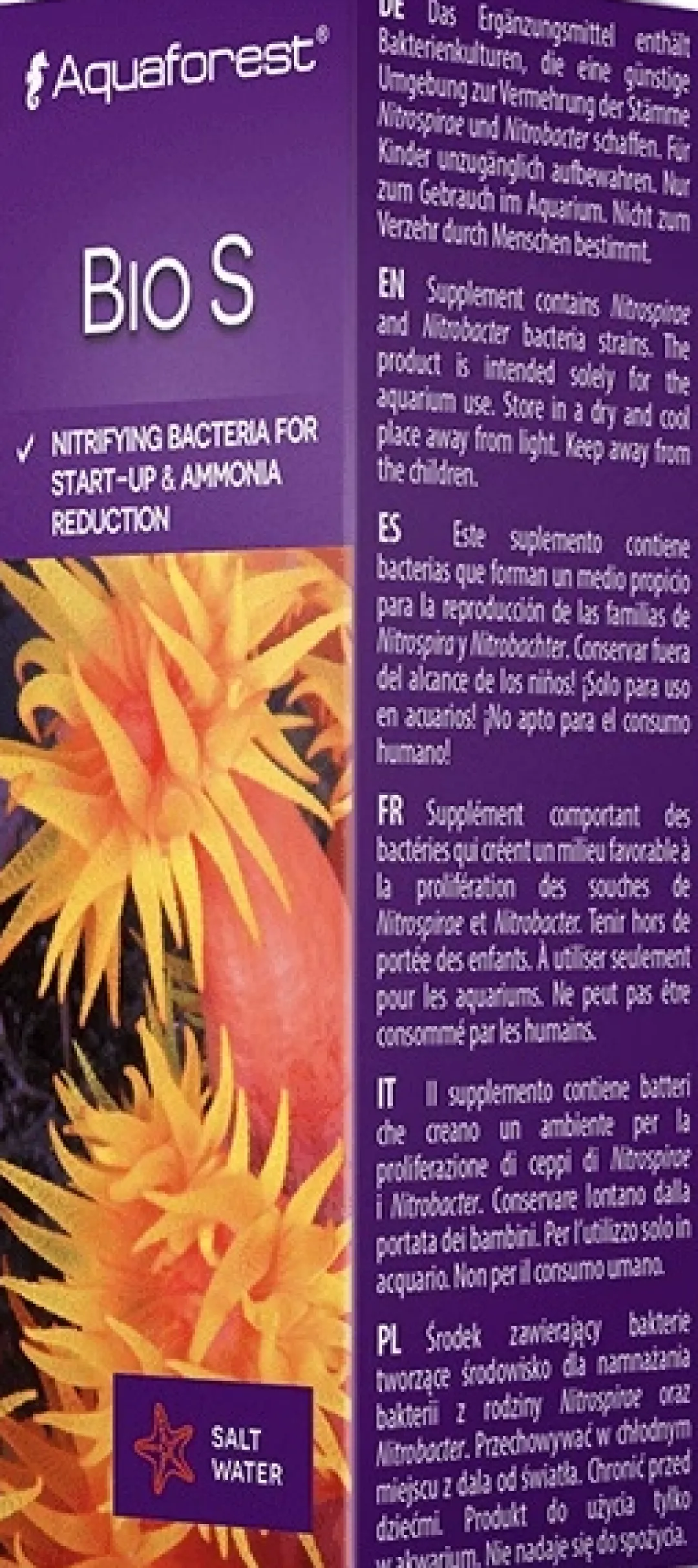 Bio S (Bakteriopstart) 10 ml Vandbehandlingsprodukter Til Saltvandsakvarier