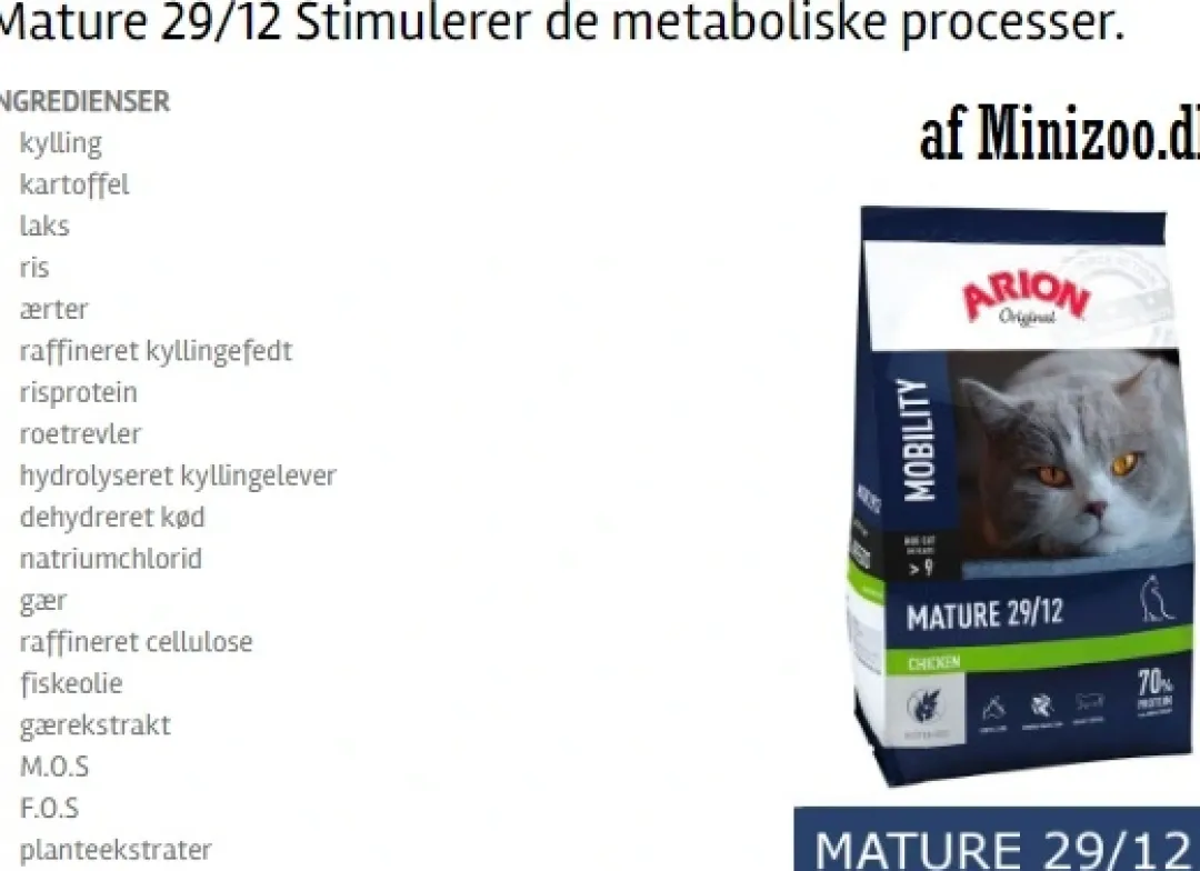 Outlet ARION Original Mature 29/12 Kattemad 7,5 kg Kattefoder & Snacks
