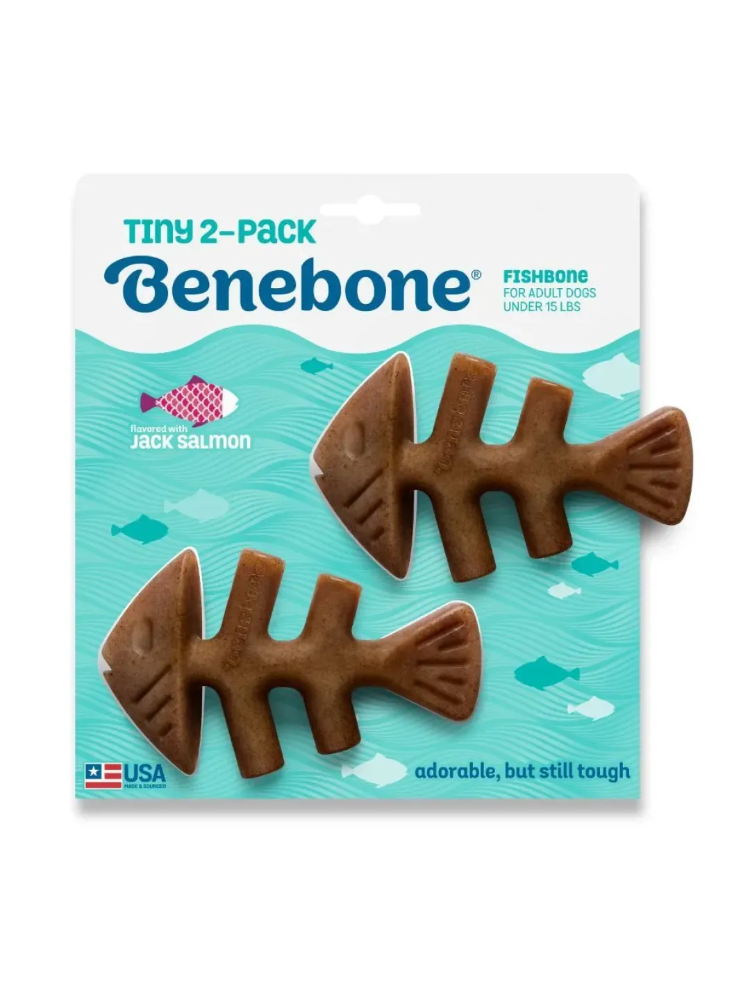 Outlet Fishbone Mini 2-pak - tyggeben med laksesmag Hundelegetøj Til Alle Hunde Leg Og Aktivering Året Rundt
