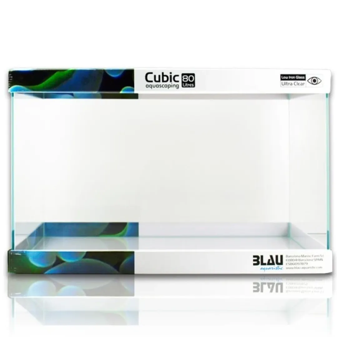 Discount Blau Glasakvarium CUBIC Aquascaping 80 62x36x36 cm Akvarier