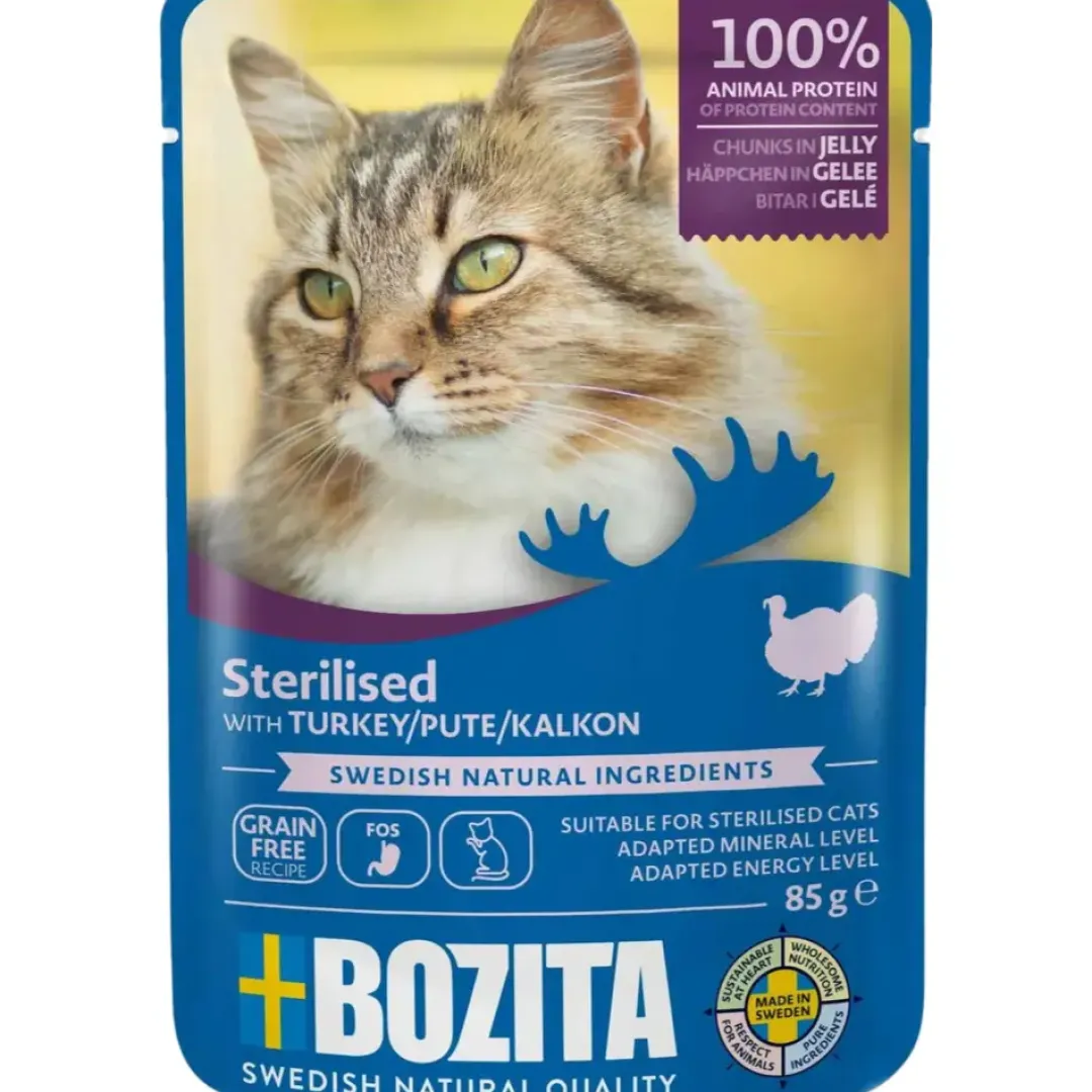 Hot Bozita Kattefoder pose 85g Steriliseret kalkun gele Kattefoder & Snacks