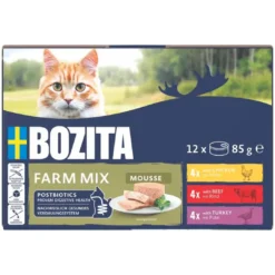 Online Bozita Mousse Mixedfarm 12x85 g - Kylling, Okse & Kalkun til Kat Kattefoder & Snacks