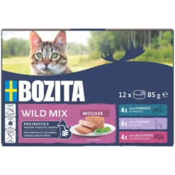 Sale Bozita Mousse Mixedwild 12x85 g - Rensdyr, Hjort & Vildsvin til Kat Kattefoder & Snacks