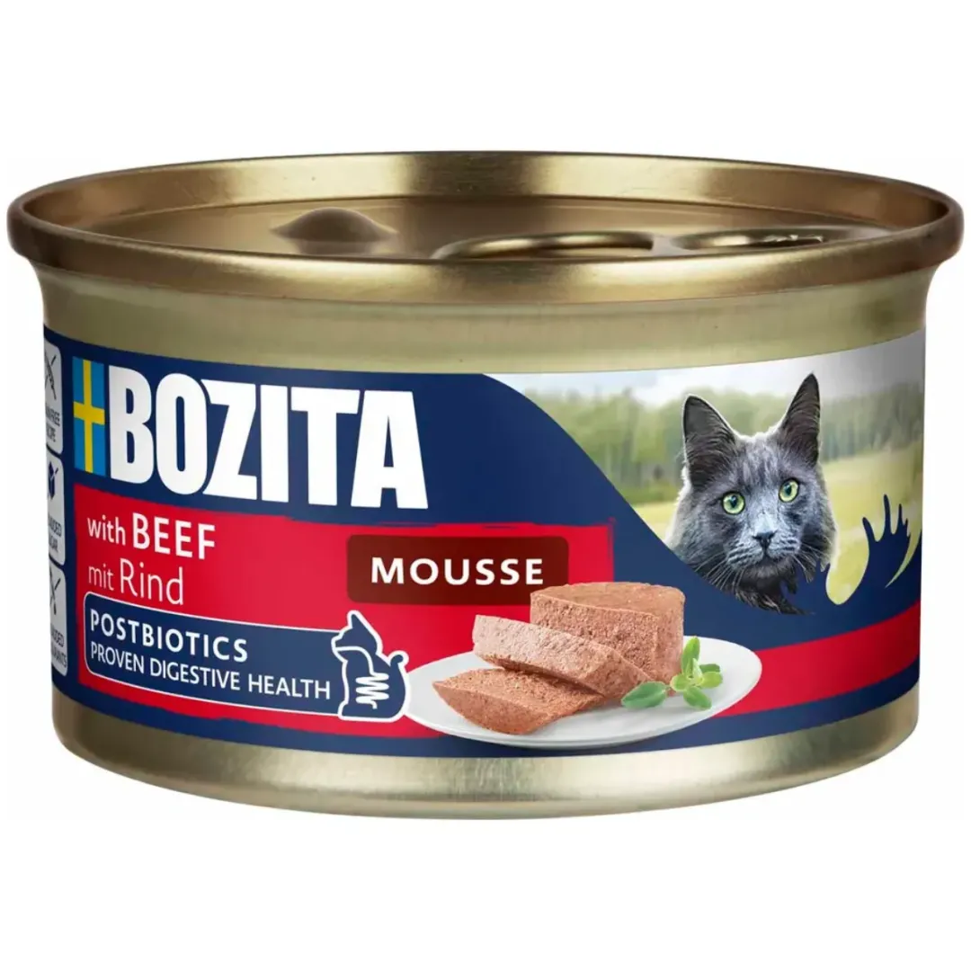 Discount Bozita Mousse Oksekød 85 g - Kornfrit Fuldfoder til Kat Kattefoder & Snacks