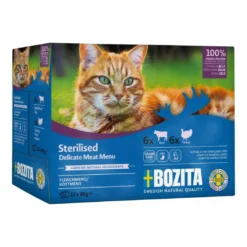 Best Bozita Sterilised Kød i gele 12 x 85 g - oksekød og kalkun Kattefoder & Snacks