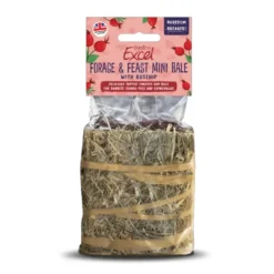 Outlet Excel Forage og Feast mini bale med hyben 100 g - Naturlig aktivering og tyggeglæde Foder & Snack Til Gnavere & Kanin