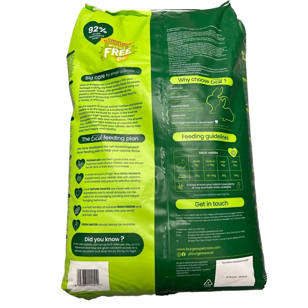 Outlet Excel Kaninfoder Mint 10 kg - voksen kanin Foder & Snack Til Gnavere & Kanin