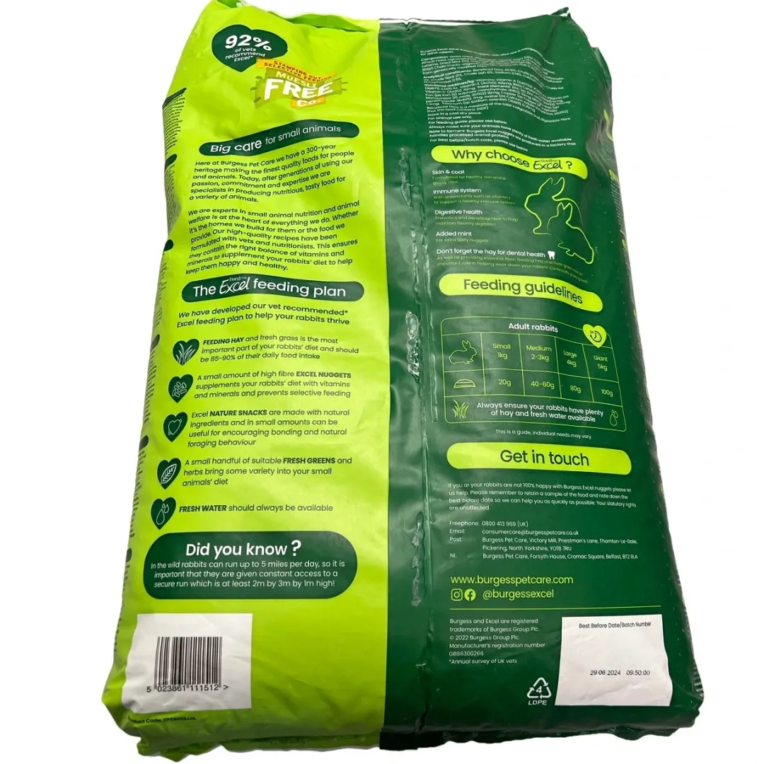 Outlet Excel Kaninfoder Mint 10 kg - voksen kanin Foder & Snack Til Gnavere & Kanin