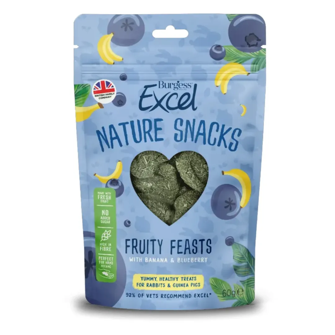 Discount Excel Natures Snack Fruit Feasts 60 g - Frugtsnacks til håndfodring Foder & Snack Til Gnavere & Kanin