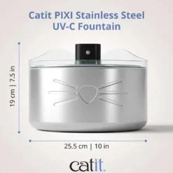 Sale Pixi Drikkefontæne Rustfrit stål UV-C 5 Liter Mad- Og Vandskåle Til Katte