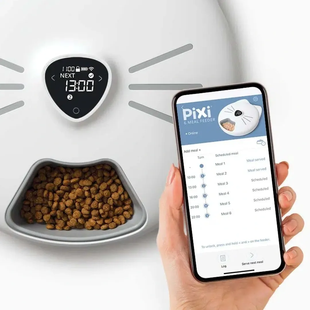 Clearance PIXI Smart Foderautomat til 6 Doseringer Mad- Og Vandskåle Til Katte|Killingeskåle - Mad- Og Vandskåle Til Killinger