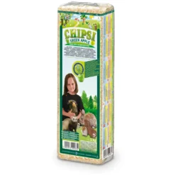 New Chipsi Plus Green Apple træspåner med æbleduft til kanin og marsvin 1 kg Bundlag Til Gnavere & Kaniner