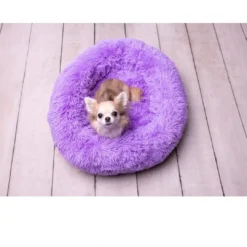 Outlet Cushion Krems fluffy rund hundeseng small lilla Killingesenge Og Afslapningspladser - Trygge Hvilepladser Til Små Katte|Hundesenge Og Kurve Til Hunde - Bløde Og Komfortable
