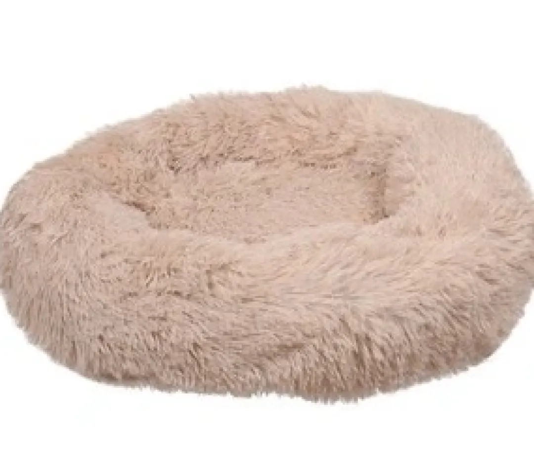 New Cushion Krems fluffy rund hundeseng small beige Killingesenge Og Afslapningspladser - Trygge Hvilepladser Til Små Katte|Hundesenge Og Kurve Til Hunde - Bløde Og Komfortable