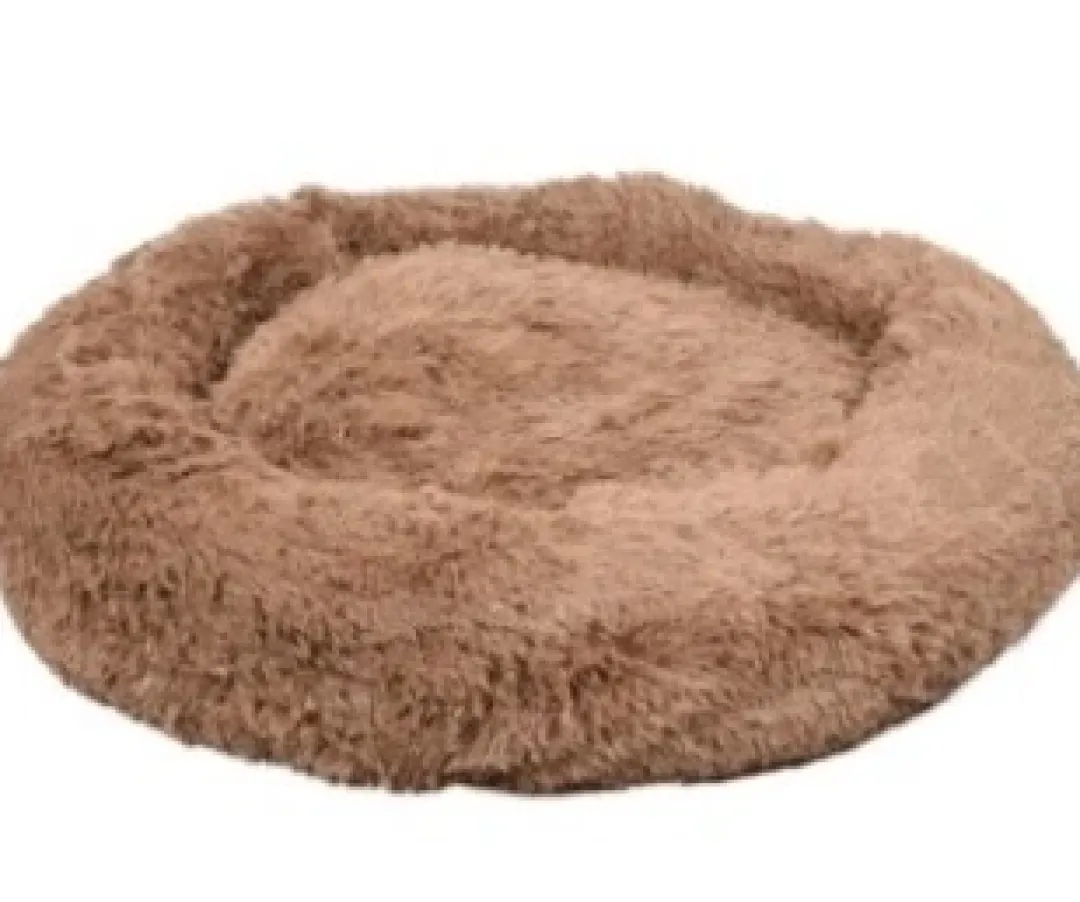 Outlet Cushion Krems fluffy rund hundeseng medium khaki Hundesenge Og Kurve Til Hunde - Bløde Og Komfortable|Sovepladser Til Hvalpe - Hundesenge, Kølemåtter Og Trygge Hvilesteder
