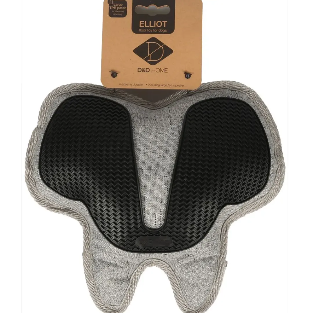 Hot D&D Home Elliot Grey Oxford 25x23 cm - robust hundelegetøj med piv og TPR Hundelegetøj Til Alle Hunde Leg Og Aktivering Året Rundt|Legetøj Til Hvalpe - Sjov Leg, Aktivering Og Tryghed Fra Første Dag