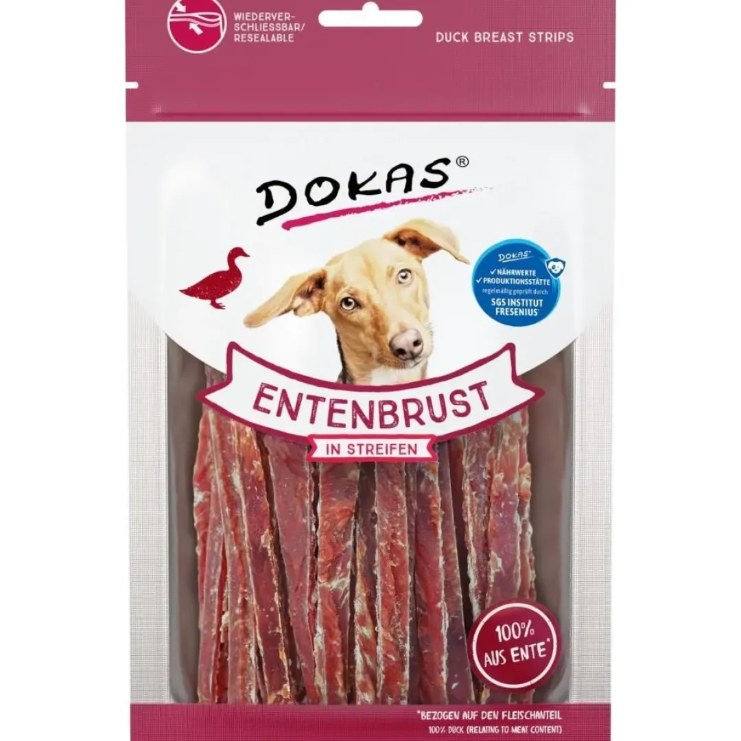 Outlet Dokas Andebryststrimler 70 g - små poser, stor smag Snacks Til Hvalpe - Lækre Godbidder Til Træning Og Forkælelse|Hundeguf Og Tyggeben Til Hunde