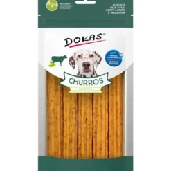 Online Dokas Churros med Okse og Melorme 150 g - sprøde hundesnacks Snacks Til Hvalpe - Lækre Godbidder Til Træning Og Forkælelse|Hundeguf Og Tyggeben Til Hunde