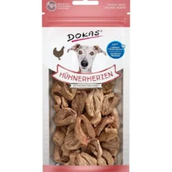 New Dokas Frysetørrede kyllingehjerter 22 g - naturlige hundesnacks Snacks Til Hvalpe - Lækre Godbidder Til Træning Og Forkælelse|Hundeguf Og Tyggeben Til Hunde