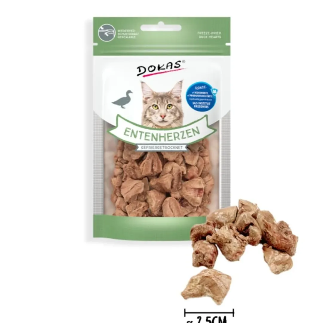 Dokas Kat Andehjerter 15 g - Naturlig skånsom og uimodståelig godbid til katte Kattefoder & Snacks|Killingesnacks - Sunde Godbidder Til Killinger