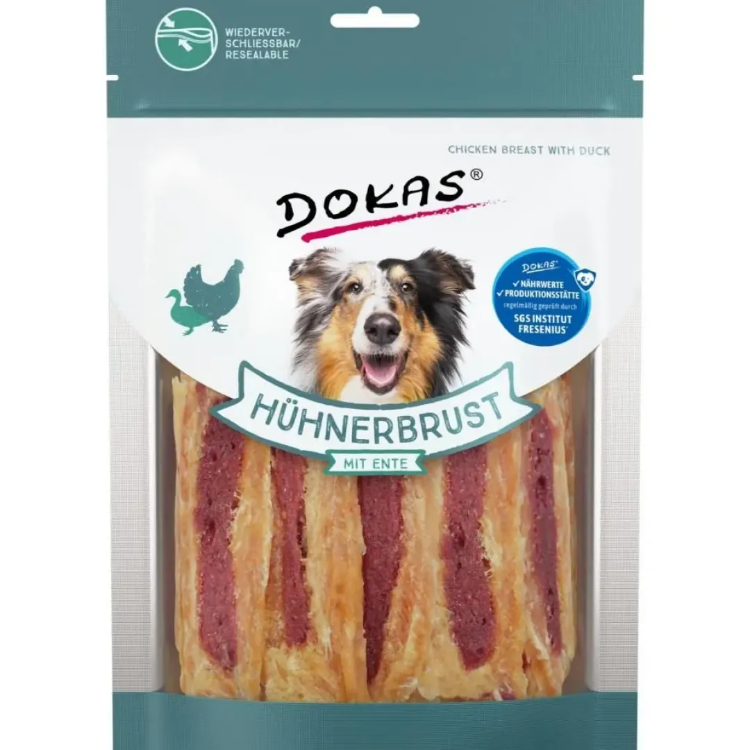 Sale Dokas Kyllingebryst med and 220 g - naturlige hundesnacks af kylling og and Snacks Til Hvalpe - Lækre Godbidder Til Træning Og Forkælelse|Hundeguf Og Tyggeben Til Hunde