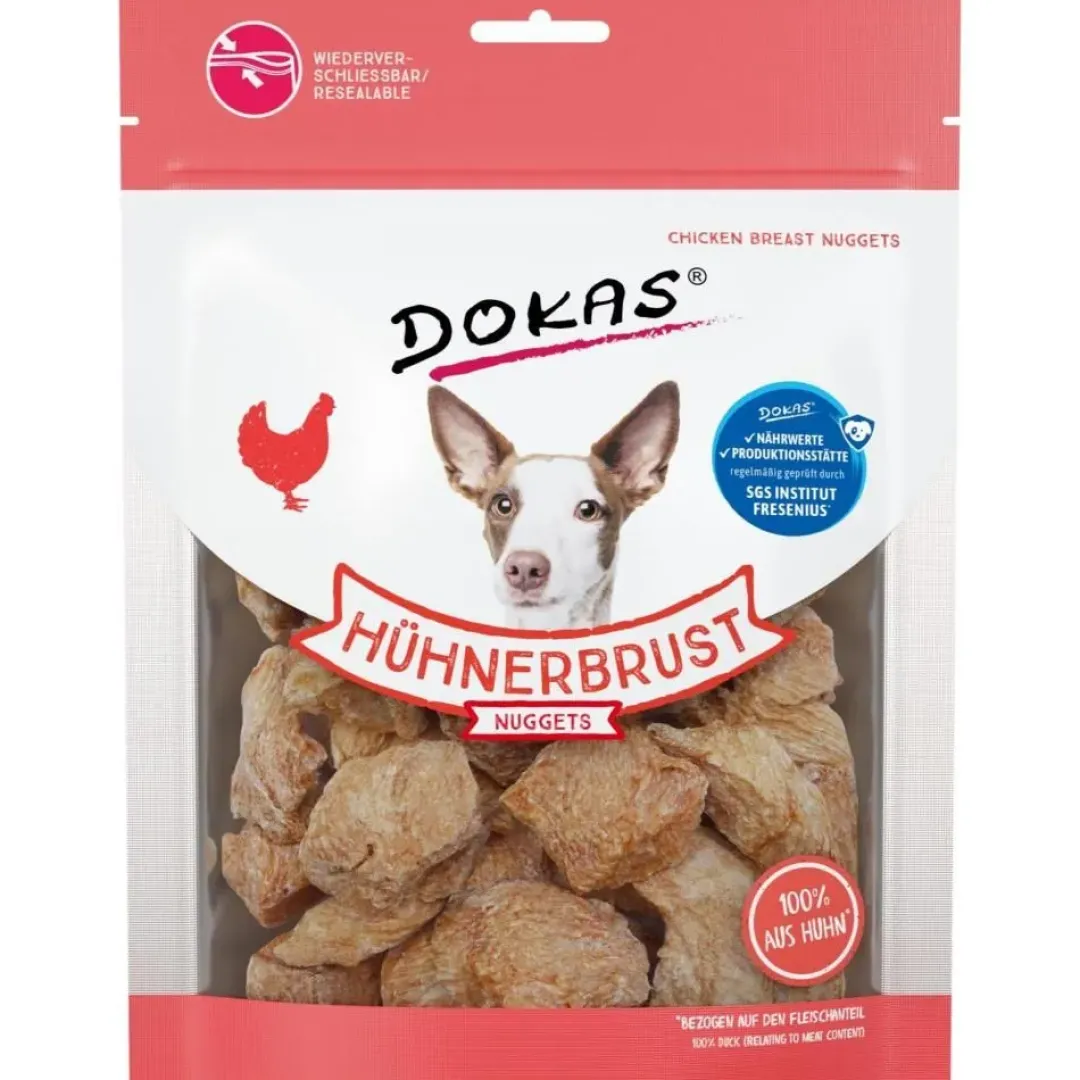 Discount Dokas Kyllingebrystnuggets 110 g - lækre hundesnacks med kylling Snacks Til Hvalpe - Lækre Godbidder Til Træning Og Forkælelse|Hundeguf Og Tyggeben Til Hunde