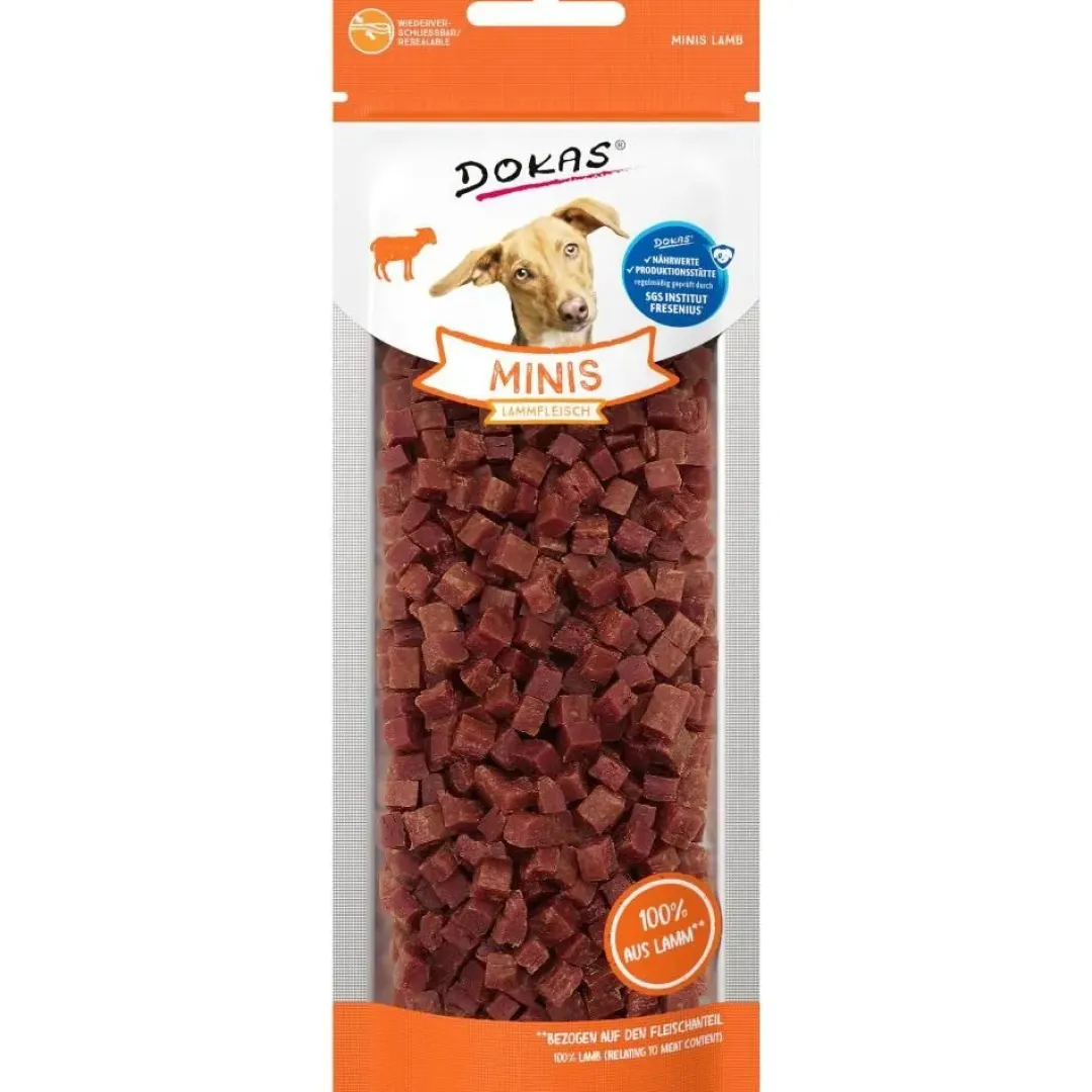 Outlet Dokas Minis lam 70 g - små naturlige hundesnacks Snacks Til Hvalpe - Lækre Godbidder Til Træning Og Forkælelse|Hundeguf Og Tyggeben Til Hunde
