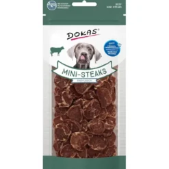 Sale Dokas Mini-Steaks okse 50 g - naturlige hundesnacks med torsk Snacks Til Hvalpe - Lækre Godbidder Til Træning Og Forkælelse|Hundeguf Og Tyggeben Til Hunde