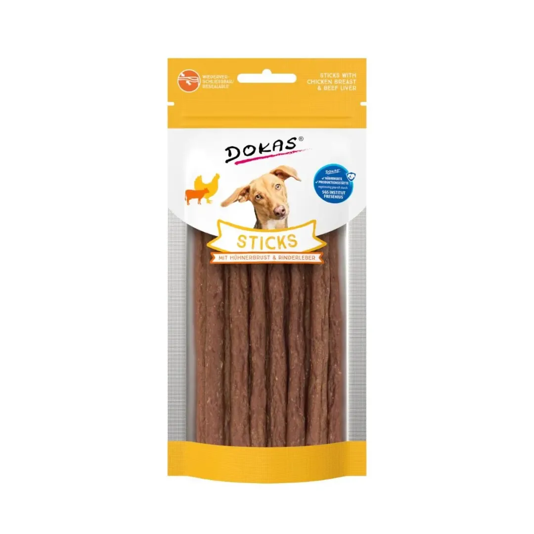 Online Dokas Sticks med Kylling og Okselever 60 g - kornfri naturlige hundesnacks Hundeguf Og Tyggeben Til Hunde