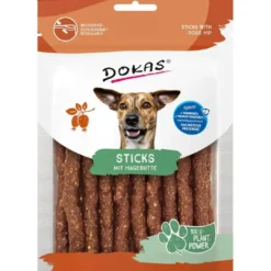 Hot Dokas Stænger med hyben 105 g - vegetabilske hundesnacks Snacks Til Hvalpe - Lækre Godbidder Til Træning Og Forkælelse|Hundeguf Og Tyggeben Til Hunde