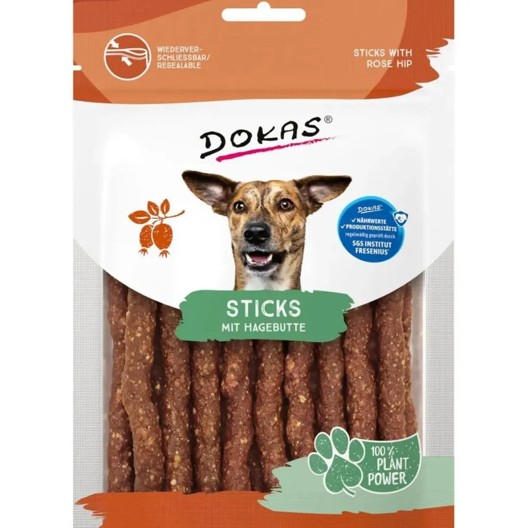 Hot Dokas Stænger med hyben 105 g - vegetabilske hundesnacks Snacks Til Hvalpe - Lækre Godbidder Til Træning Og Forkælelse|Hundeguf Og Tyggeben Til Hunde