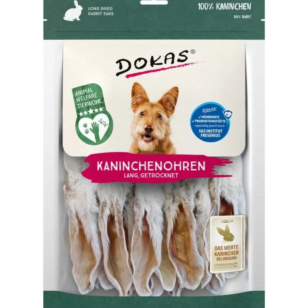 Clearance Dokas Tørrede kaninører 180 g - naturlige tyggeben til hunde Snacks Til Hvalpe - Lækre Godbidder Til Træning Og Forkælelse|Hundeguf Og Tyggeben Til Hunde