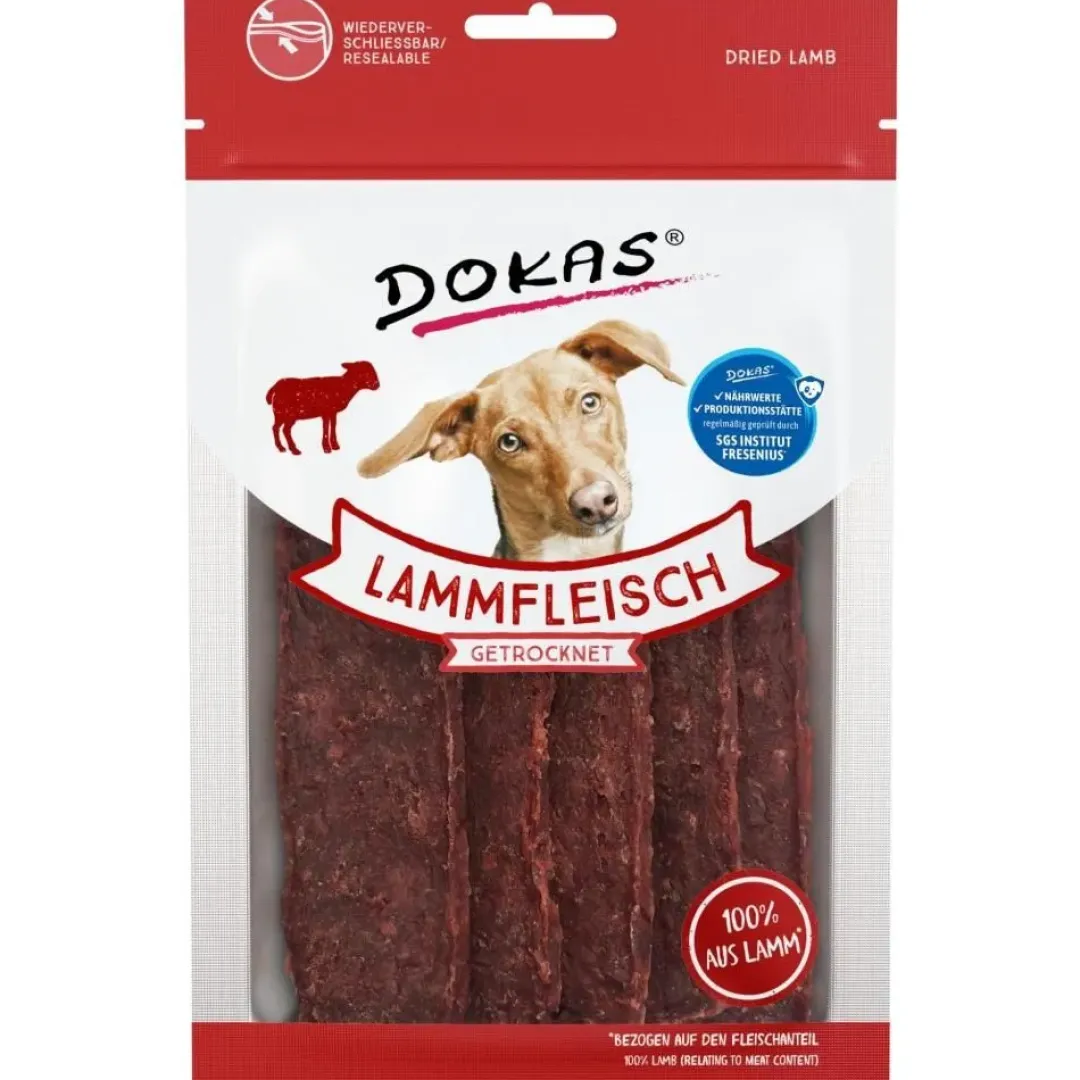Dokas Tørrede lammekødsskiver 70 g - lækre hundesnacks af lam Snacks Til Hvalpe - Lækre Godbidder Til Træning Og Forkælelse|Hundeguf Og Tyggeben Til Hunde