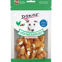 Hot Dokas Tørret kyllingebryst med kokos 60 g - naturlige hundesnacks Snacks Til Hvalpe - Lækre Godbidder Til Træning Og Forkælelse|Hundeguf Og Tyggeben Til Hunde