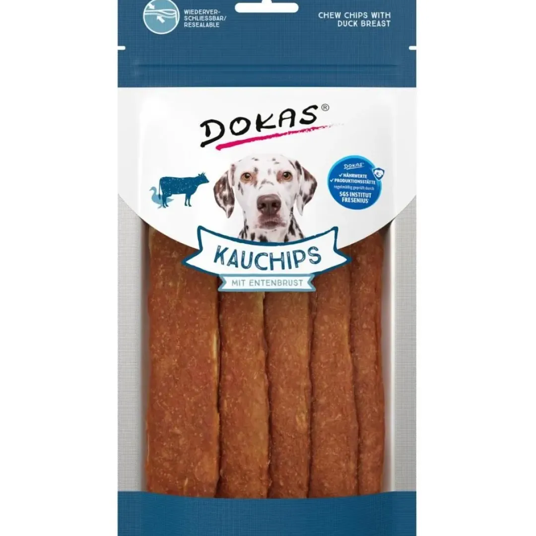 Clearance Dokas Tyggechips med andebryst 175 g - sunde tyggevenner Snacks Til Hvalpe - Lækre Godbidder Til Træning Og Forkælelse|Hundeguf Og Tyggeben Til Hunde