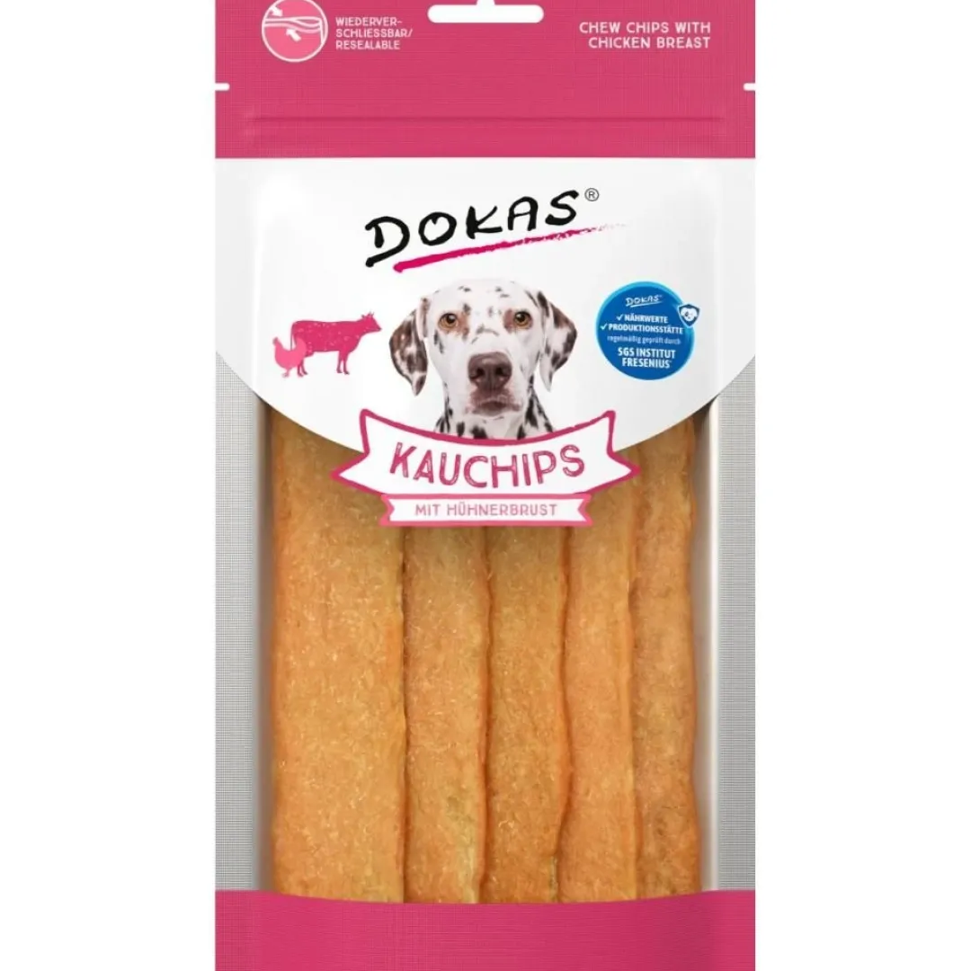 Clearance Dokas Tyggechips med kyllingebryst 175 g - sprøde hundesnacks Snacks Til Hvalpe - Lækre Godbidder Til Træning Og Forkælelse|Hundeguf Og Tyggeben Til Hunde