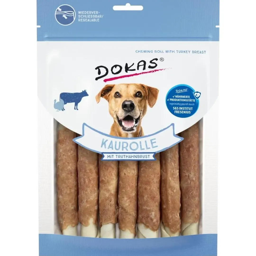 Outlet Dokas Tyggerulle med kalkunbryst 190 g - naturlig tyggeglæde Snacks Til Hvalpe - Lækre Godbidder Til Træning Og Forkælelse|Hundeguf Og Tyggeben Til Hunde