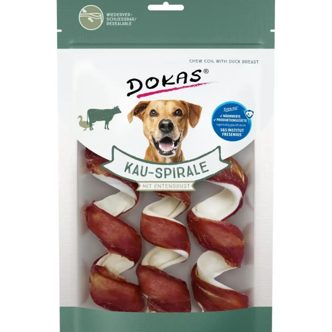 Dokas Tyggespiral med andebryst 3 stk 110 g - naturlige tyggeben Snacks Til Hvalpe - Lækre Godbidder Til Træning Og Forkælelse|Hundeguf Og Tyggeben Til Hunde